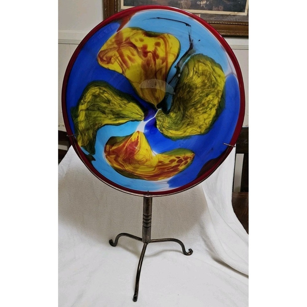 MCM SDS Seapoot Group American Design Art Glass Abstract Decorative Bowl Stand